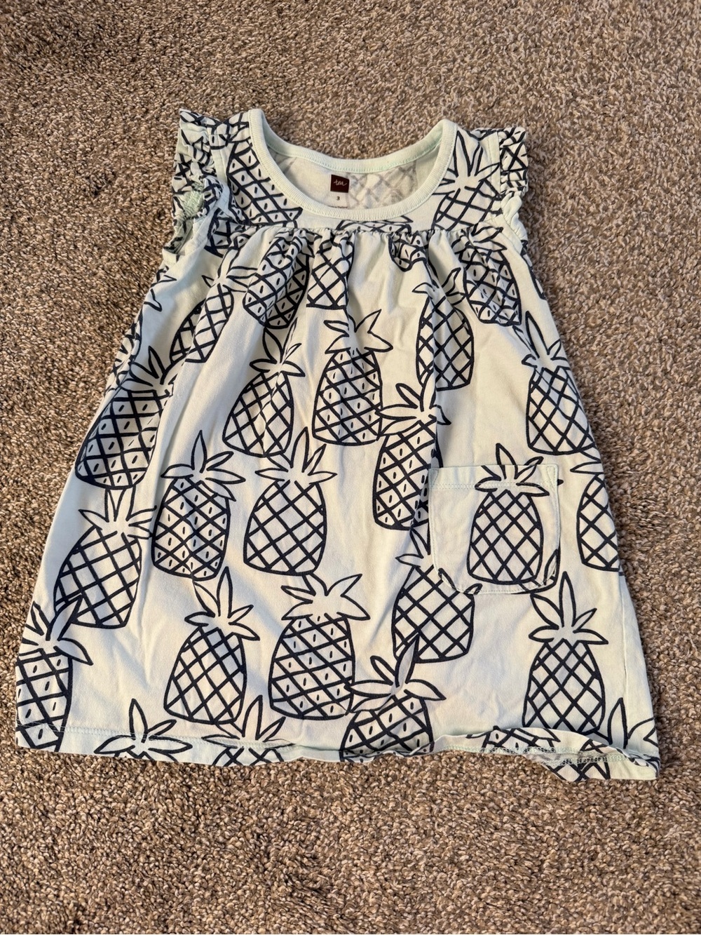 Tea Collection White Tank Top with Navy Pineapple Print Dress